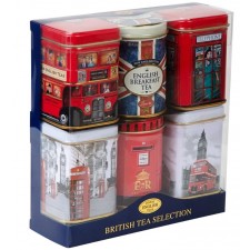 Best of British Six Mini Tin Gift Pack with Loose Lea Black Tea