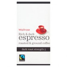 Waitrose Rich and Dark Espresso Ground Coffee 250g