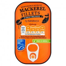 Sainsburys Mackerel Fillets in Smoky BBQ Sauce 125g