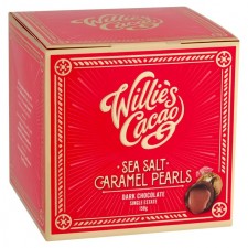 Willies Cacao Dark Chocolate Sea Salt Caramel Black Pearls 150g