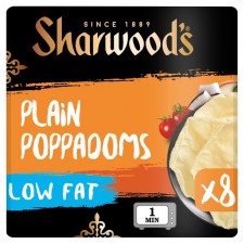 Sharwoods Low Fat Plain Poppadoms x8