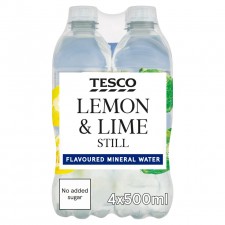 Tesco Lemon and Lime Flavoured Still Water 4X500ml Bottles