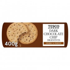 Tesco Dark Chocolate Chip Digestive Biscuits 400G