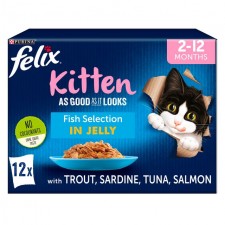 Felix As Good As It Looks Kitten Fish Selection In Jelly 0 - 1 Years 12 x 100g