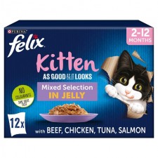 Felix As Good as it Looks Kitten Fish and Meat Selection Pouches in Jelly 12 x 100g