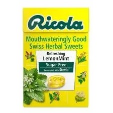 Retail Pack Ricola Lemon Mint Swiss Herbal Sugar Free Sweets 20 x 45g