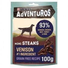 Adventuros Grain Free Mini Steaks Venison Flavour Dog Treat 100g