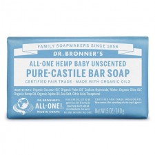 Dr Bronners Pure Castile Soap Bar Baby Unscented 140g