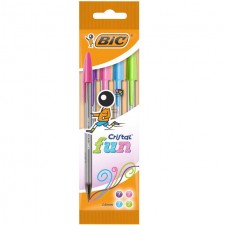 Bic Cristal Fun Ballpoint Pens Assorted Colours 4 Pack