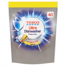 Tesco Ultra Dishwasher Caps Lemon 40 pack 500G