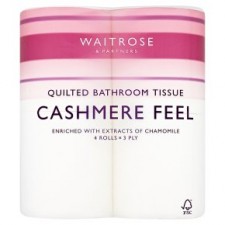 Waitrose Cashmere Quilted Bathroom Tissue 4 Pack