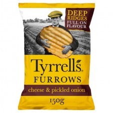 Tyrrells Cheddar Cheese and Pickled Onion Furrows 150g