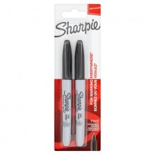 Sharpie Permanent Marker Black Fine 2 Pack