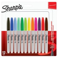 Sharpie Permanent Marker Assorted Colours Fine 12 Pack