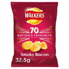Retail Pack Walkers Smoky Bacon Crisps 32 x 32.5g Pack Box