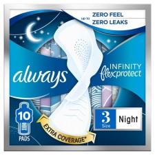 Always Infinity Night Sanitary Towels with Wings 10 per pack