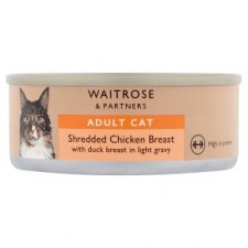 Waitrose Shredded Chicken with Duck in Gravy Cat Food 80g