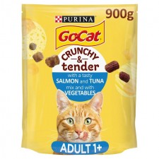 Go-Cat Crunchy and Tender Cat Food Salmon Tuna and Veg 900g