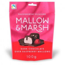 Mallow and Marsh Raspberry Marshmallows coated in 70% Dark Chocolate 100g