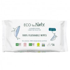 Naty Eco Flushable Wipes Unscented 56 per pack