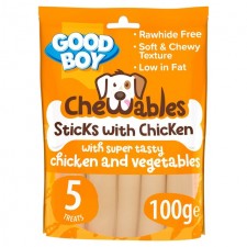 Good Boy Chewables Dog Treats Rawhide Free Chicken Sticks 5 pack