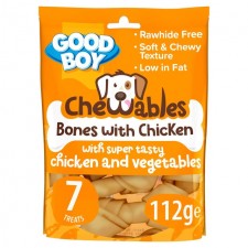 Good Boy Chewables Dog Treats Rawhide Free Chicken Mini Bones 7 Pack