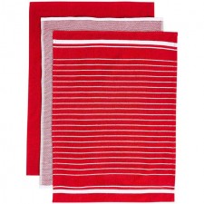 Marks and Spencer Collection Set of 3 Cotton Rich Kitchen Towels One Size Red 3 per pack