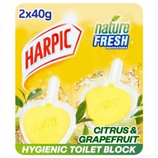 Harpic Nature Fresh Twin Rim Block Citrus and Grapefruit 2 x 40g