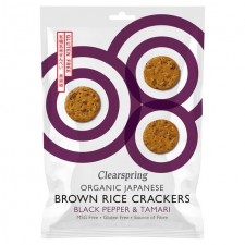 Clearspring Organic Japanese Black Pepper and Tamari Brown Rice Crackers 40g