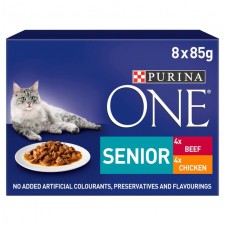 Purina One Senior Cat Food Chicken and Beef 8 x 85g