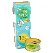 John West No Drain Tuna Steak in Sunflower Oil 3 x 60g