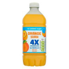 Sainsburys Quadruple Strength Orange Squash No Added Sugar 750ml