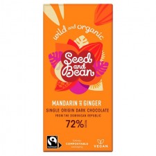 Seed and Bean Organic Dark Chocolate Bar 72% Mandarin and Ginger 85g
