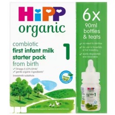 Hipp Organic Combiotic First Infant Milk 6 X 90ml Ready to Drink Starter Pack