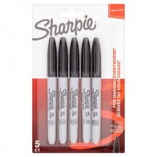 Sharpie Permanent Marker Black Fine 5 Pack