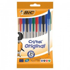 Bic Cristal Ballpoint Pens Assorted Colours 10 Pack