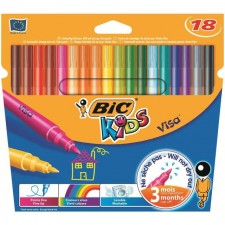 Bic Kids Washable Felt Tip Pens Assorted Colours 18 per pack