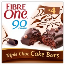 Fibre One 90 Calorie Triple Choc Cake Bars 4 Pack