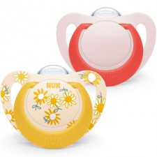NUK Star Soothers Red and Yellow 2 Pack 6-18 Months