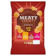 Sainsburys Crisps Meaty Variety 12 x 25g