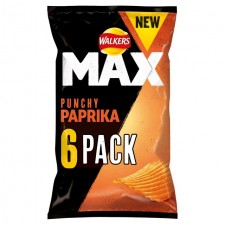 Walkers Max Paprika Crisps 6 x 27g