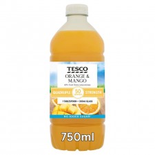Tesco Quadruple Orange and Mango Squash No Added Sugar 750ml