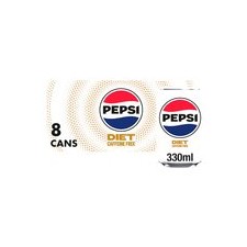 Pepsi Diet Caffeine Free 8 x 330ml Cans