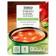 Tesco Tomato And Basil With Croutons Soup In A Mug 5 Pack 120g