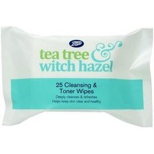 Boots Tea Tree and Witch Hazel Cleansing and Toning Wipes 25s