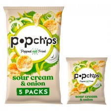 Popchips Sour Cream and Onion Popped Potato Chips 5 Pack x 17g 