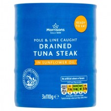 Morrisons No Drain Tuna Steak In A Little Sunflower Oil 3 x 110g