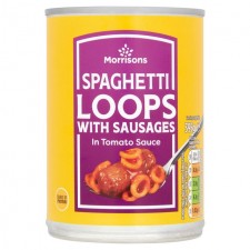 Morrisons Spaghetti Rings with Sausages in Tomato Sauce 395g