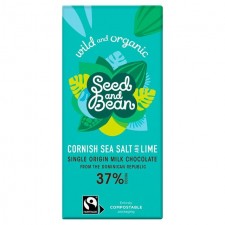 Seed and Bean Organic Milk Chocolate Bar Sea Salt and Tropical Lime 85g