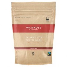 Waitrose Fairtrade Italian Style Coffee Bags 15 Per Pack